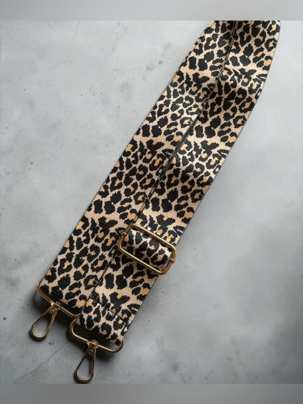 Leopard Print Adjustable Crossbody Strap Wide Replacement 31”-46” Gold Hardware